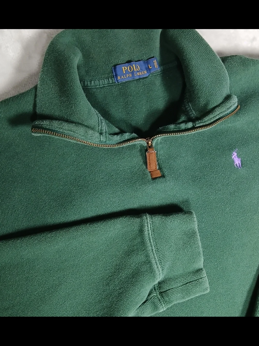Polo Ralph Lauren 1/4 Zip L Men's Pullover Sweater Green Preppy